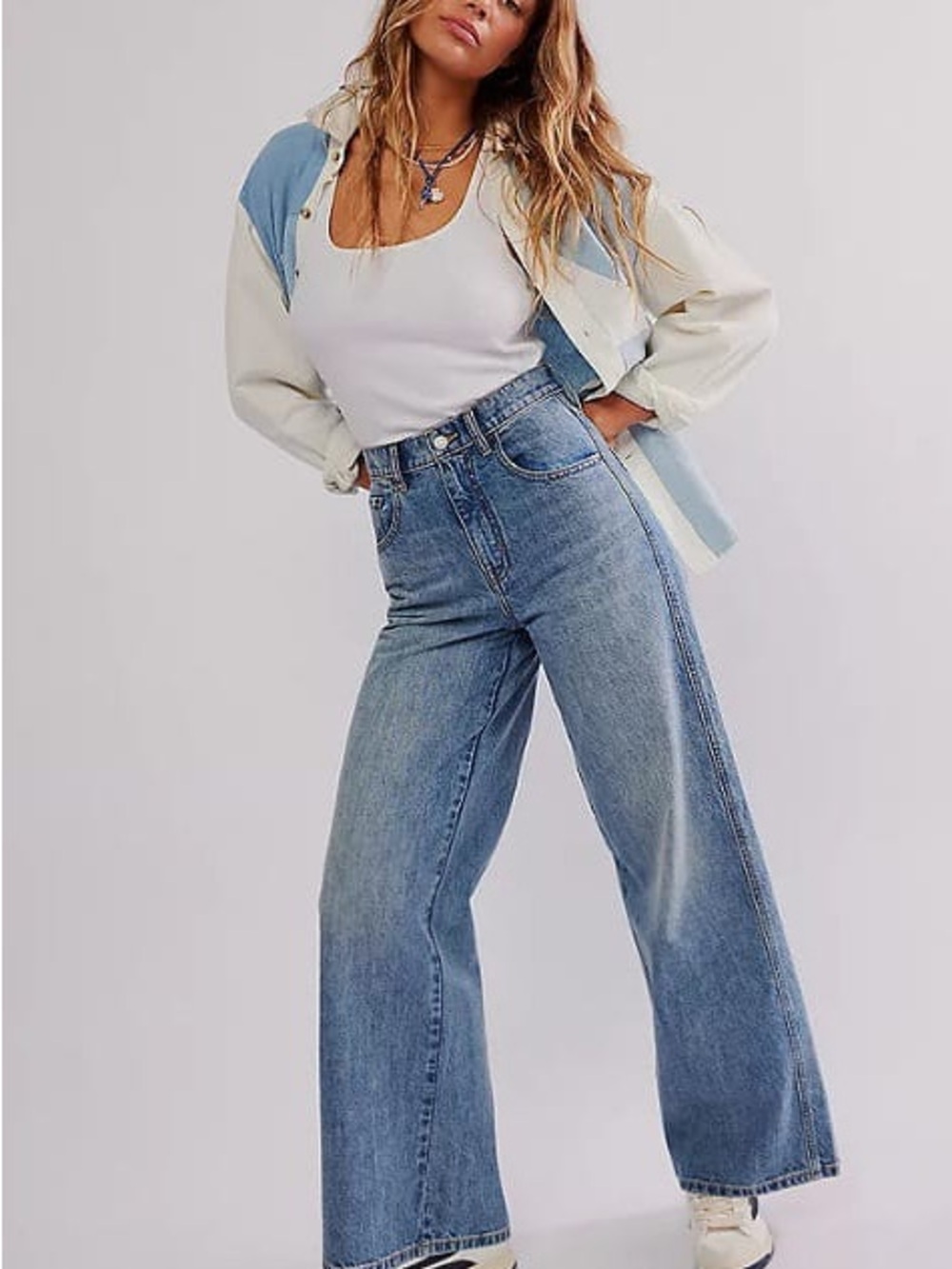 We The Free High-Rise Wide Leg Jeans - Light Blue Wash - Picture 11 of 12